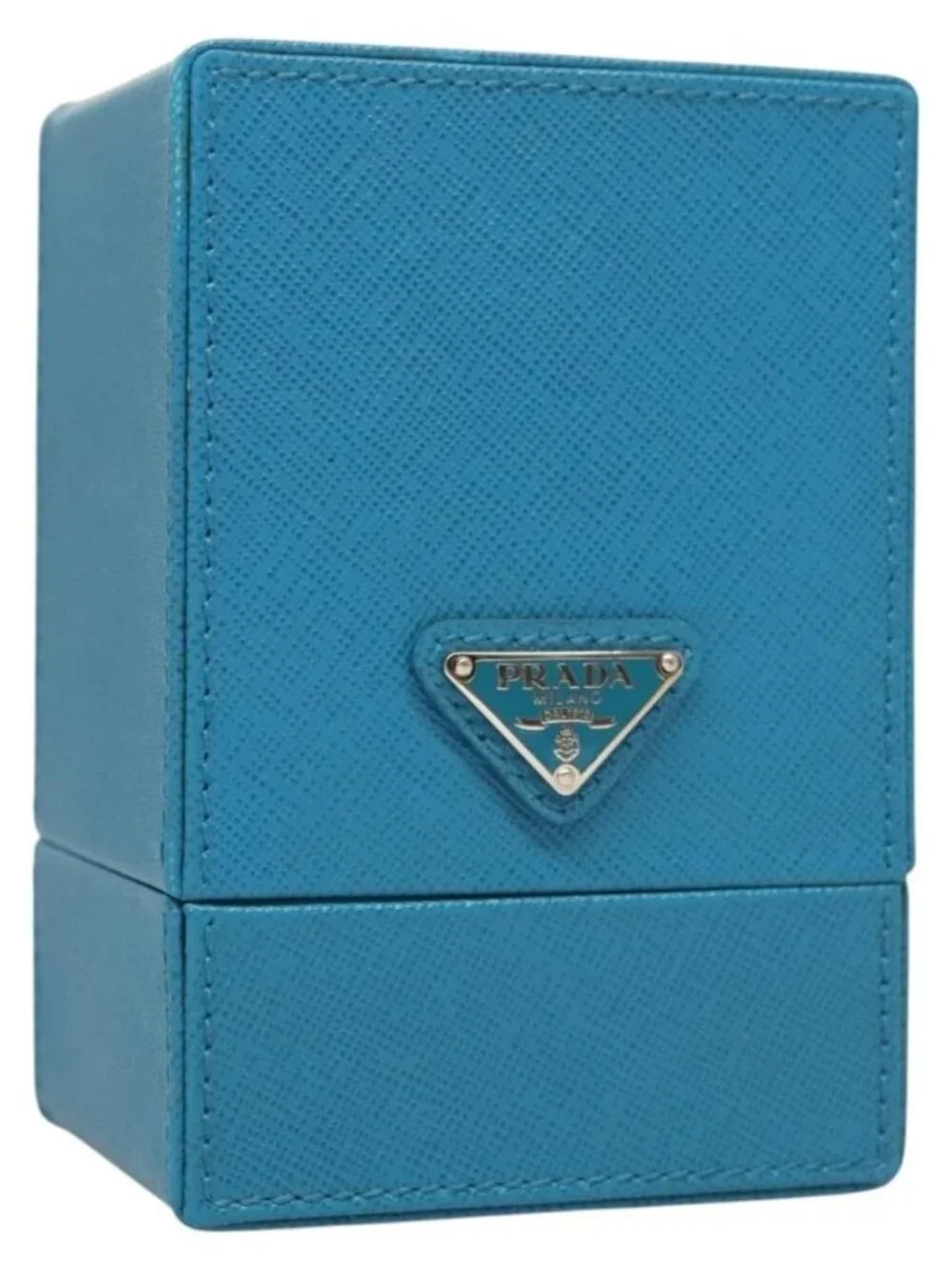 PRADA Cosmetic Pouch Leather Blue Auth 118869M